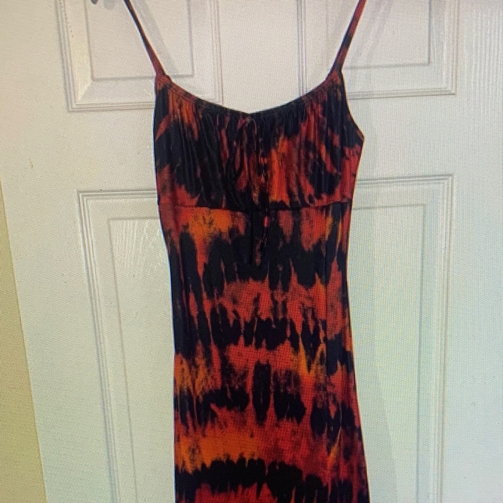 SHEIN Red and Black Tie-Dye Mini Dress